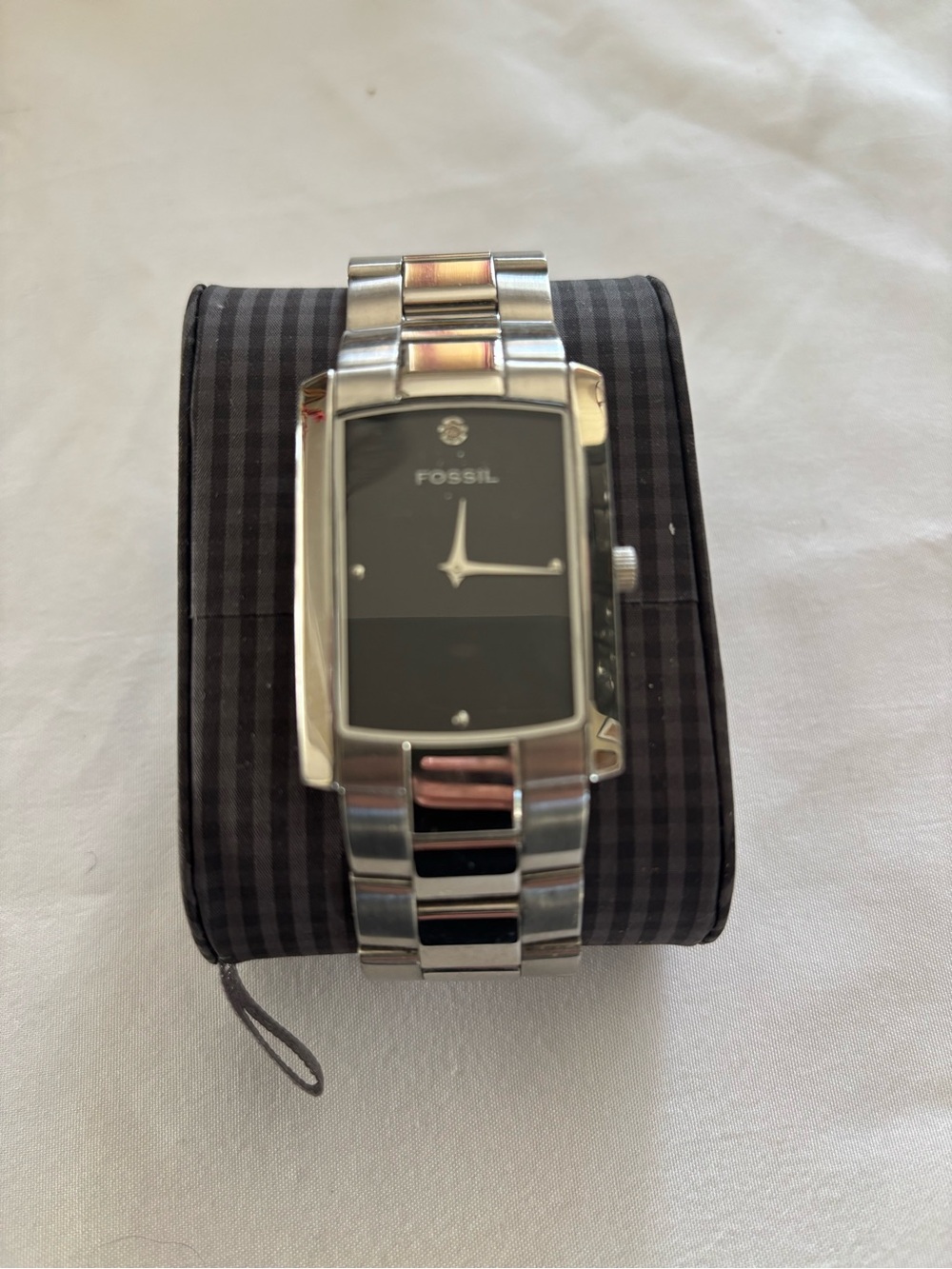 Fossil Silver Watch with Black Dial